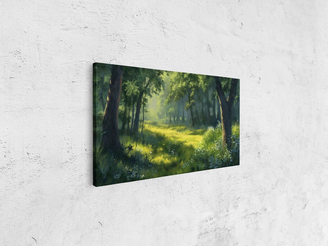 Tranquil Forest Painting, Green Nature Art Print - Image 4
