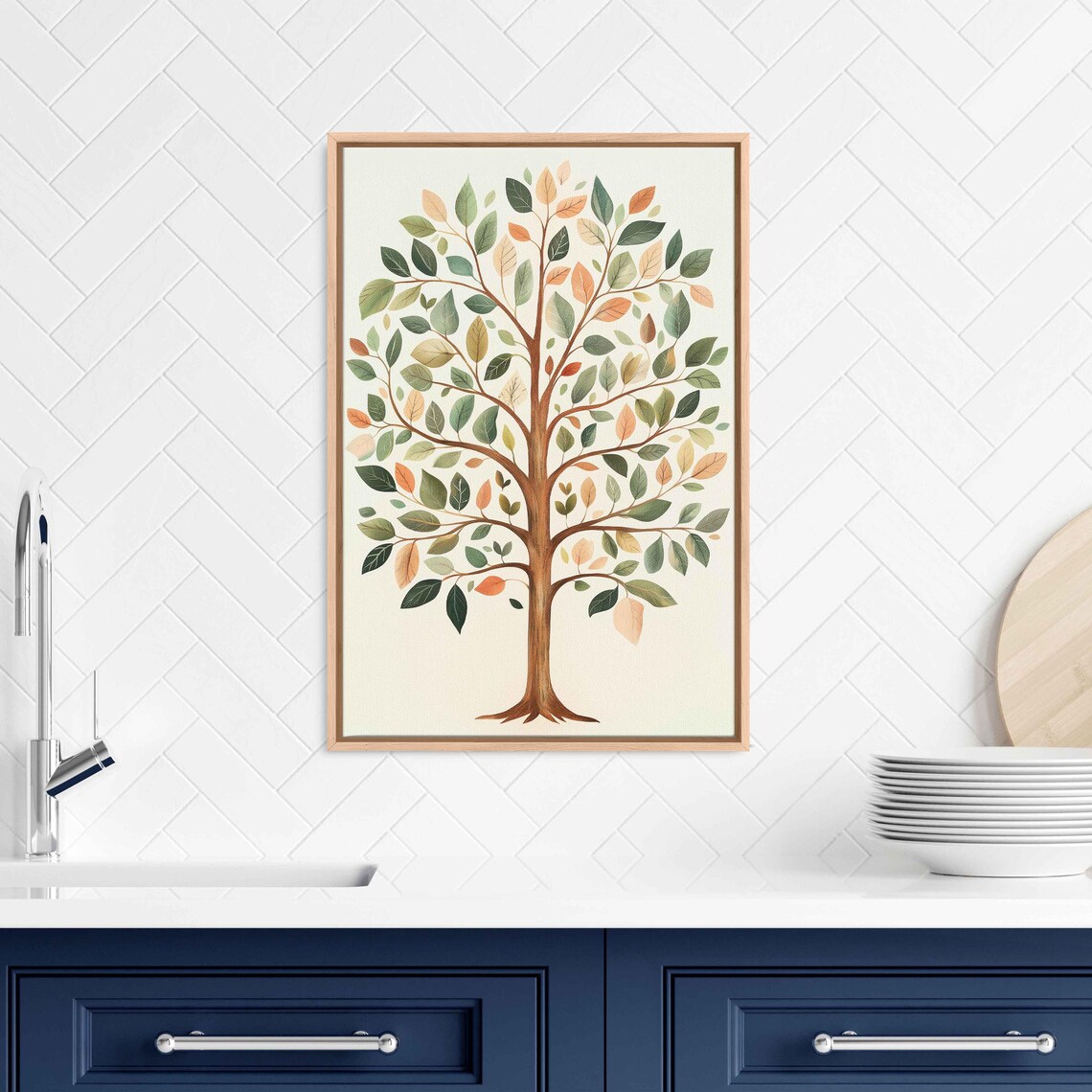 Tree Of Life Artwork Wall Art Print Vintage Design Earthy Pastels Symmetrical - Image 3