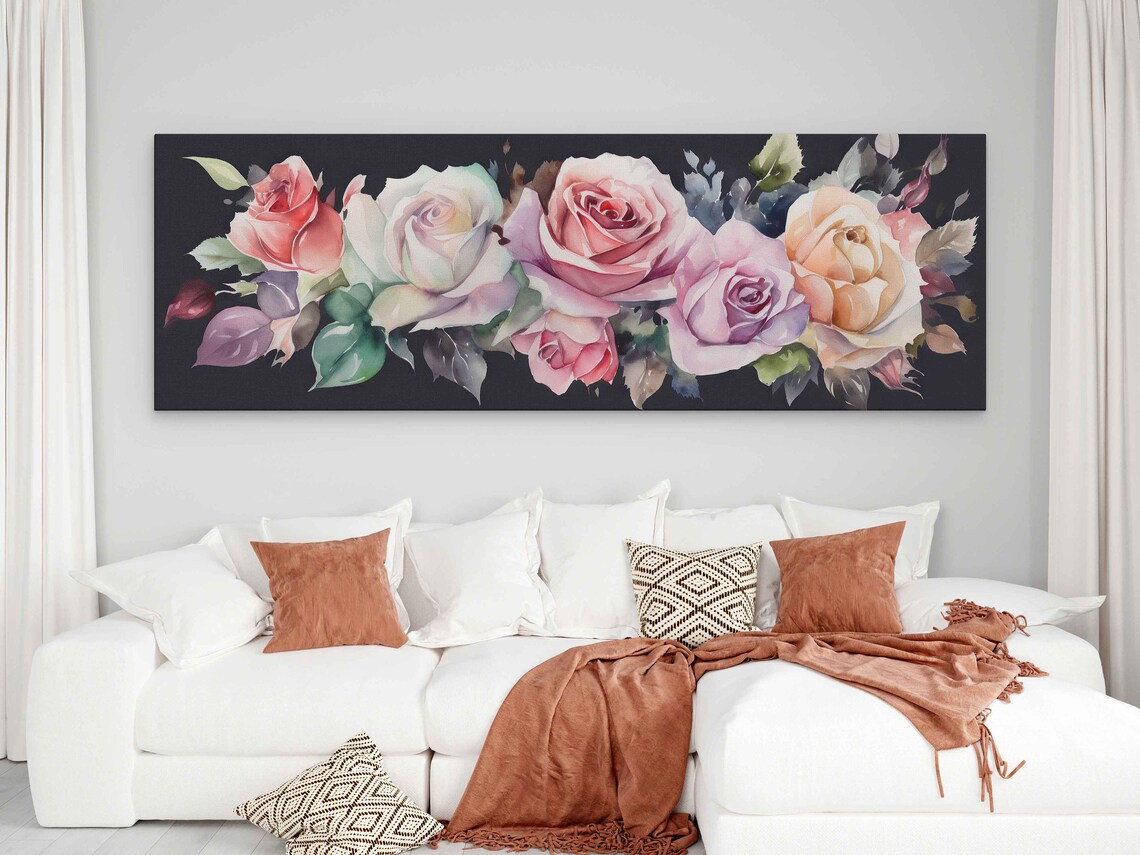 Pretty Roses Watercolor Art Print, Living Room Decor - Image 2