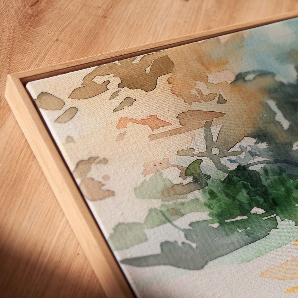 Park Bench With Red Plaid Blanket In Autumn Park Watercolor Poster - Image 2