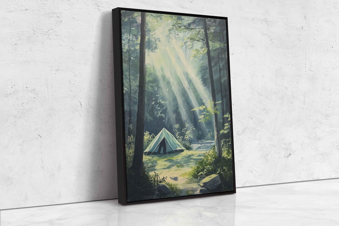 Camping Scene In Forest, Nature Landscape Poster - Image 4