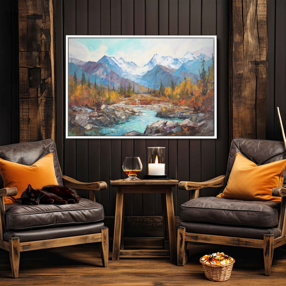 Talkeetna Alaska Oil-Painting-Style Art Print - Image 2