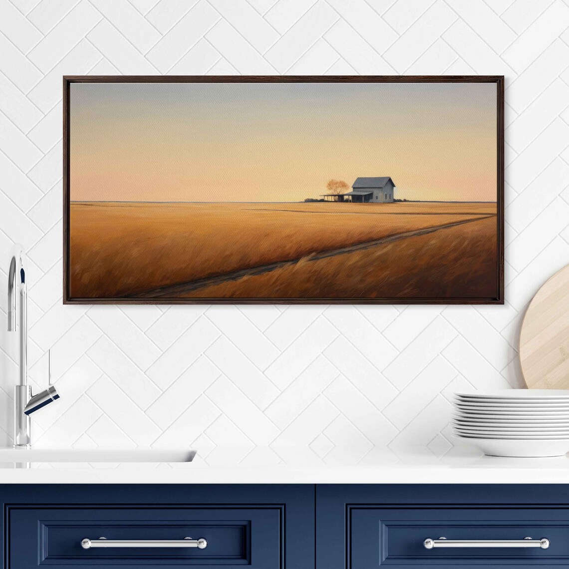 Golden Wheat Field Farmhouse Sunset Minimalist Rural Harvest Print - Image 3