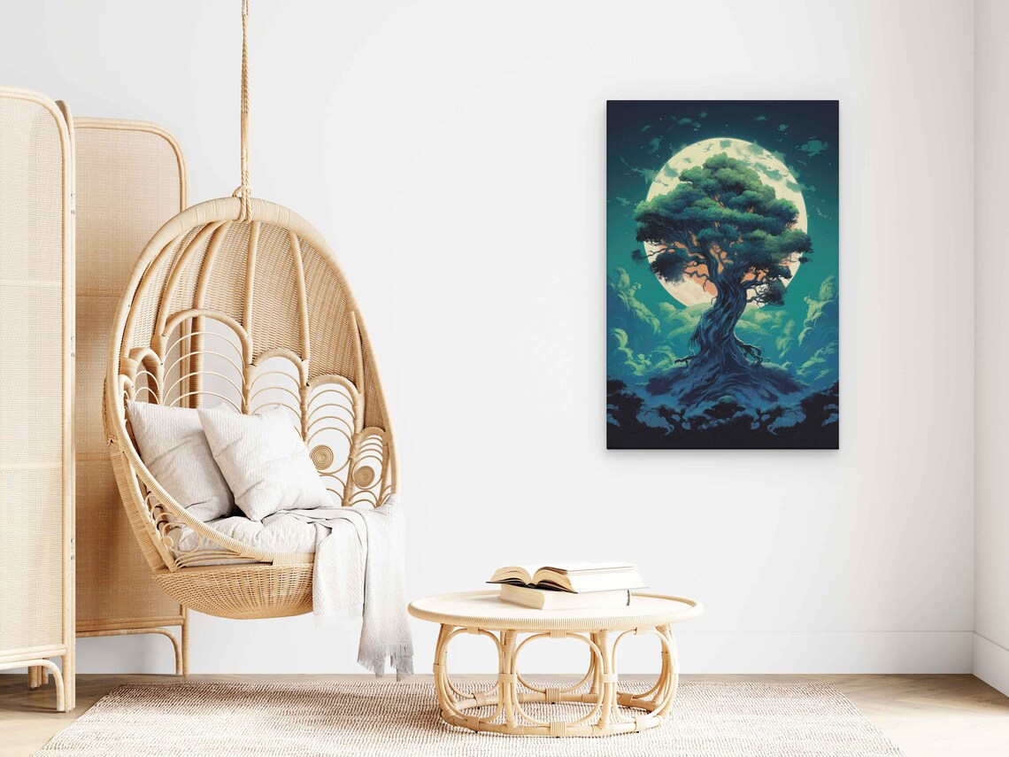 Elder Tree Under A Full Moon Framed Print Bedroom Decor Living Room Decor - Image 3