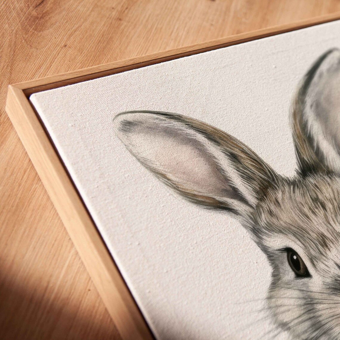 Cute Gray Baby Bunny Holding Carrot Watercolor Art Kids Room Wall Poster - Image 2