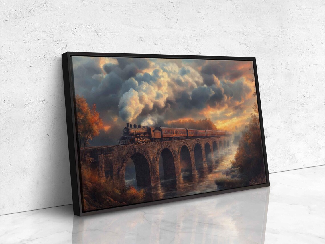 Old Fashioned Locomotive Crossing Arched Bridge - Image 4