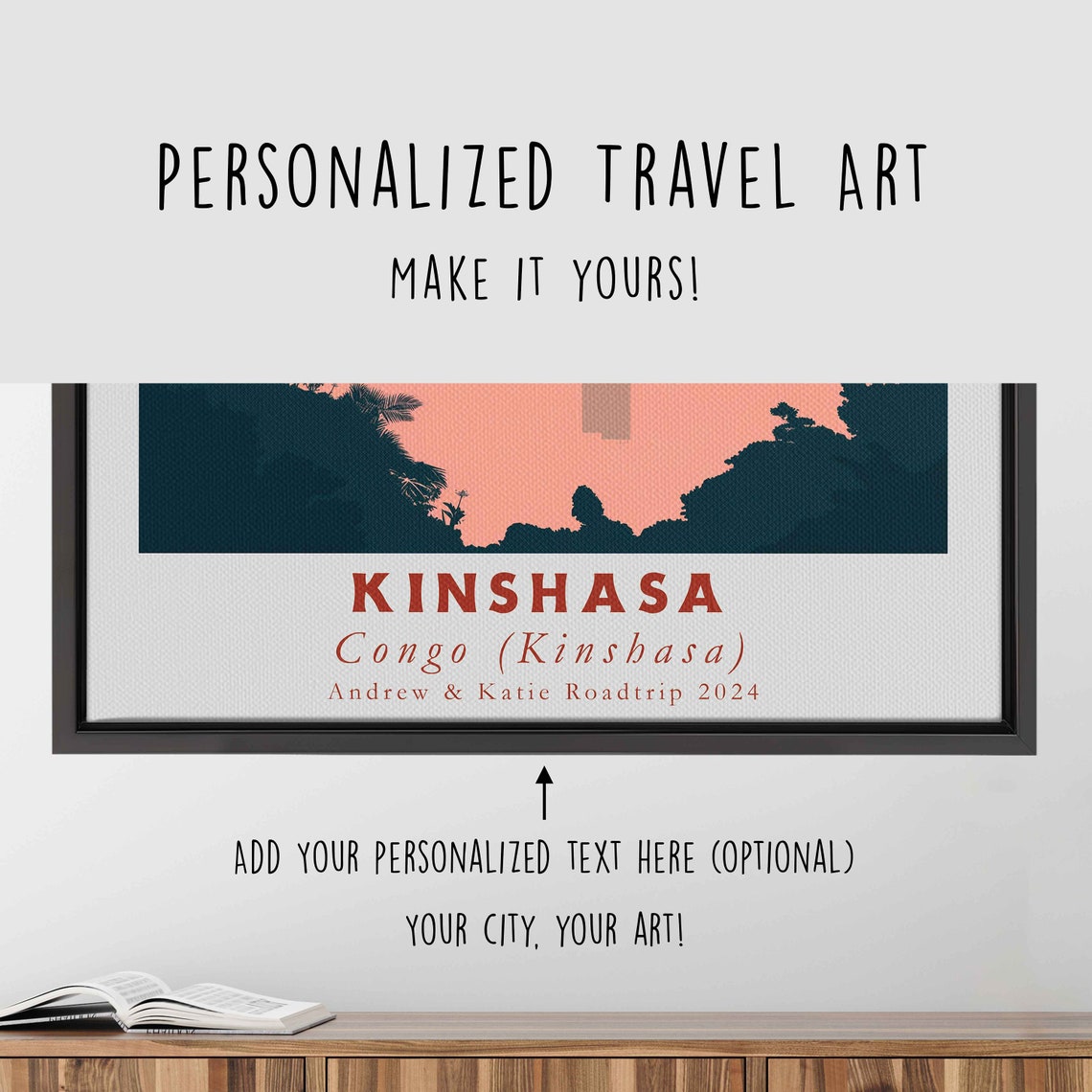 Kinshasa Congo River Skyline Sunset Palm Beach Sun Travel Poster - Image 4