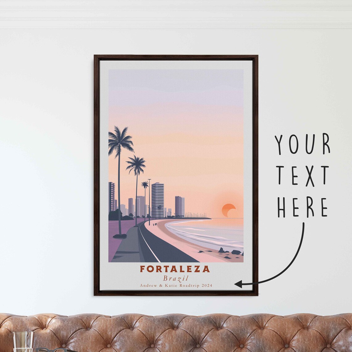 Fortaleza Brazil Beach Promenade Palm Trees Sunrise Skyline Poster - Image 3