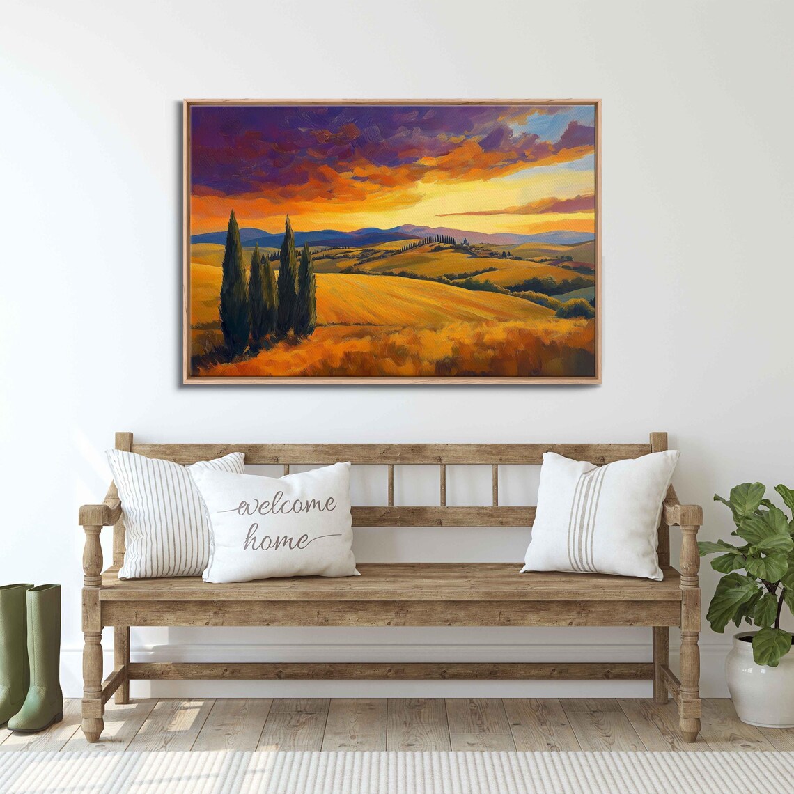 Tuscan Landscape - Rolling Hills Cypress Trees, Art Print