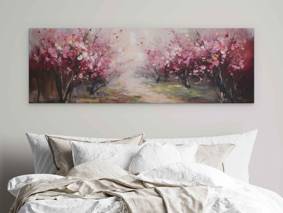 Cherry Blossom Tree Garden Oil Painting Print On Ready To Hang Framed Option Mothers Day Gift
