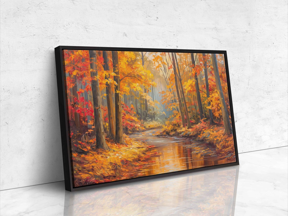 Autumn Forest Stream Golden Reflections Peak Fall Foliage Poster - Image 4
