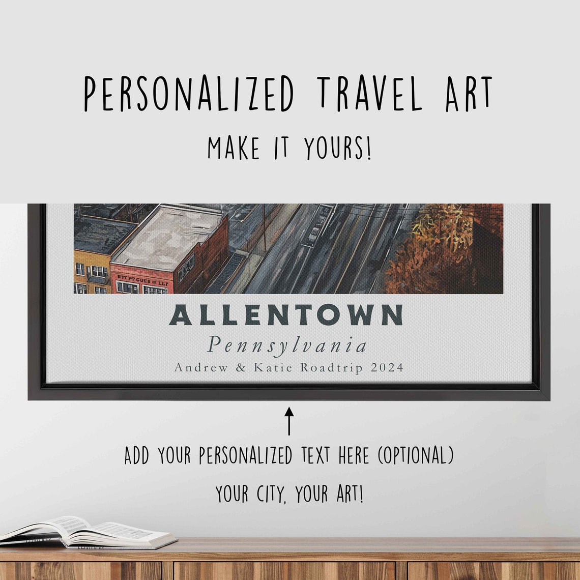 Allentown Pennsylvania Autumn River Old Town Aerial View Travel Poster - Image 4