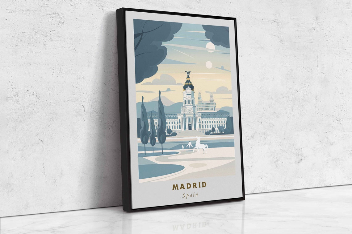 Madrid Spain Cibeles Palace Cypress Trees Morning Glow Poster - Image 2