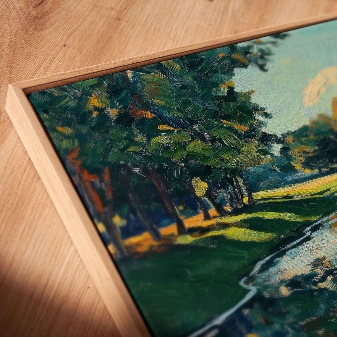 Scenic Golf Fairway With Reflecting Pond And Mature Trees Oil Poster - Image 2