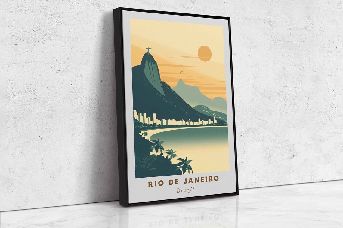 Rio de Janeiro Christ the Redeemer Copacabana Sunset Travel Poster - Image 2