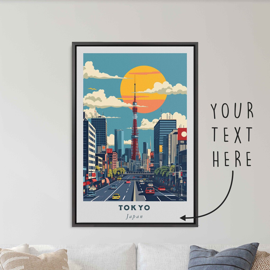 Tokyo Japan Retro Cityscape Tokyo Tower Sunset Skyline Travel Poster