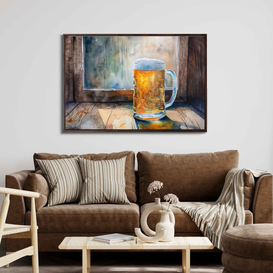 Frosty Beer Mug Painting Vibrant Color Wall Art Print Ready To Hang - Image 3