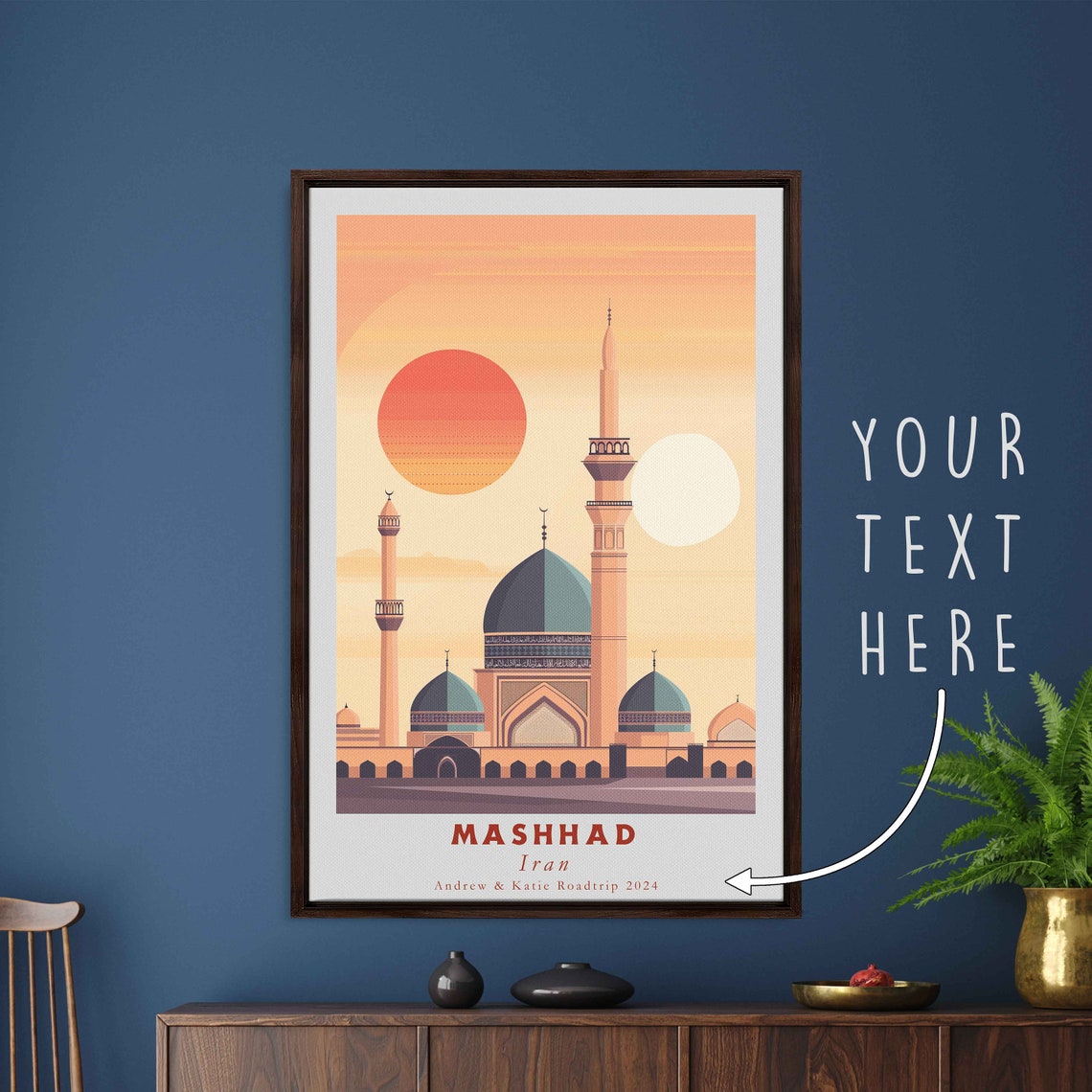 Mashhad Iran Shrine Golden Domes Minarets Sunset Travel Poster - Image 3