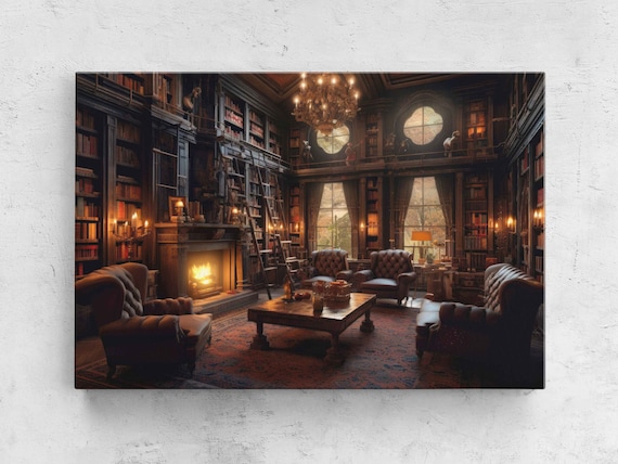 Cozy Library With A Fireplace, Book Nook Decor