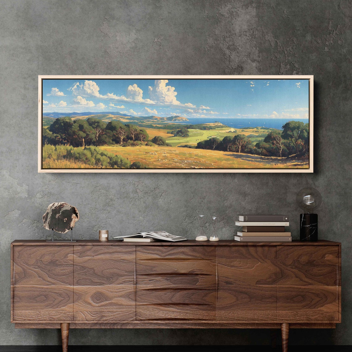 Coastal Golf Course Panoramic Painting Ocean View Rolling Green Poster - Image 3