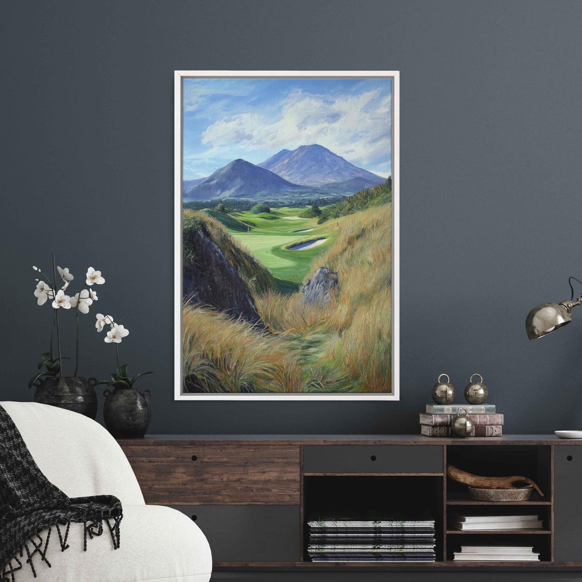 Mourne Mountains Golf Course Painting Green Fairways Scenic Print - Image 3