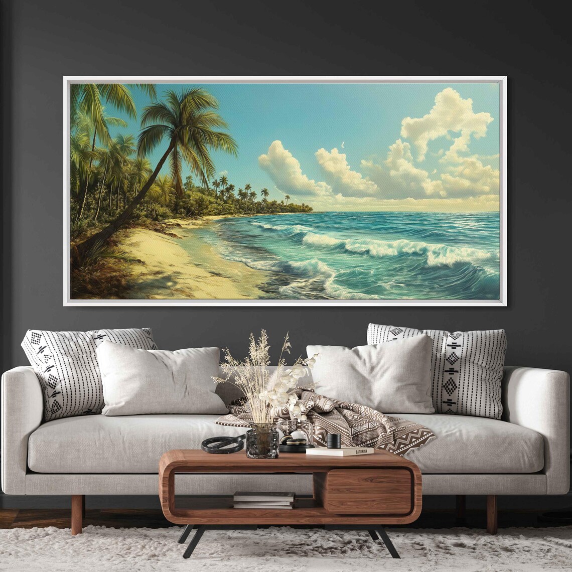 Tropical Ocean Landscape, Palm Trees Serenity