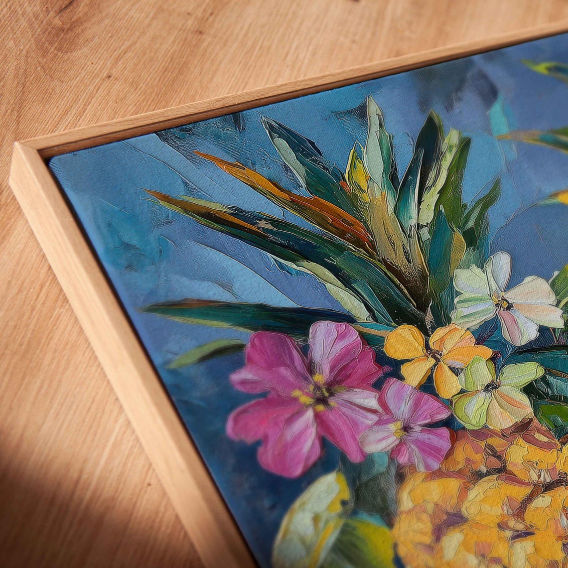 Tropical Pineapples Hibiscus Flowers Colorful Kitchen Art Poster - Image 2