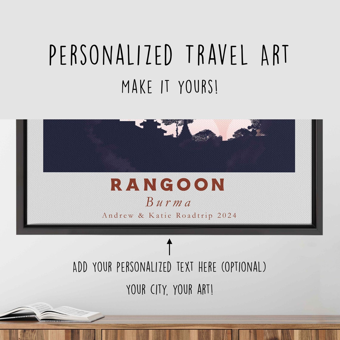 Rangoon Burma Shwedagon Pagoda Temple Sunset Retro Travel Poster - Image 4