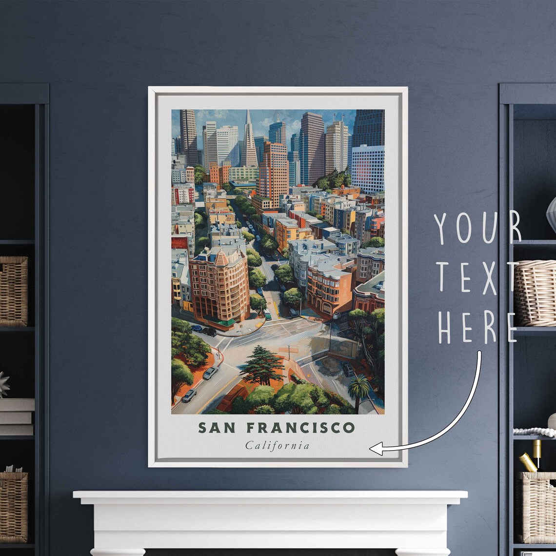 San Francisco California Steep Street City Houses Downtown View Poster