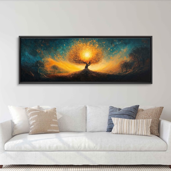 Bodhi Tree Wall Art Print Dramatic Oil Painting Cycle Of Life And Rebirth