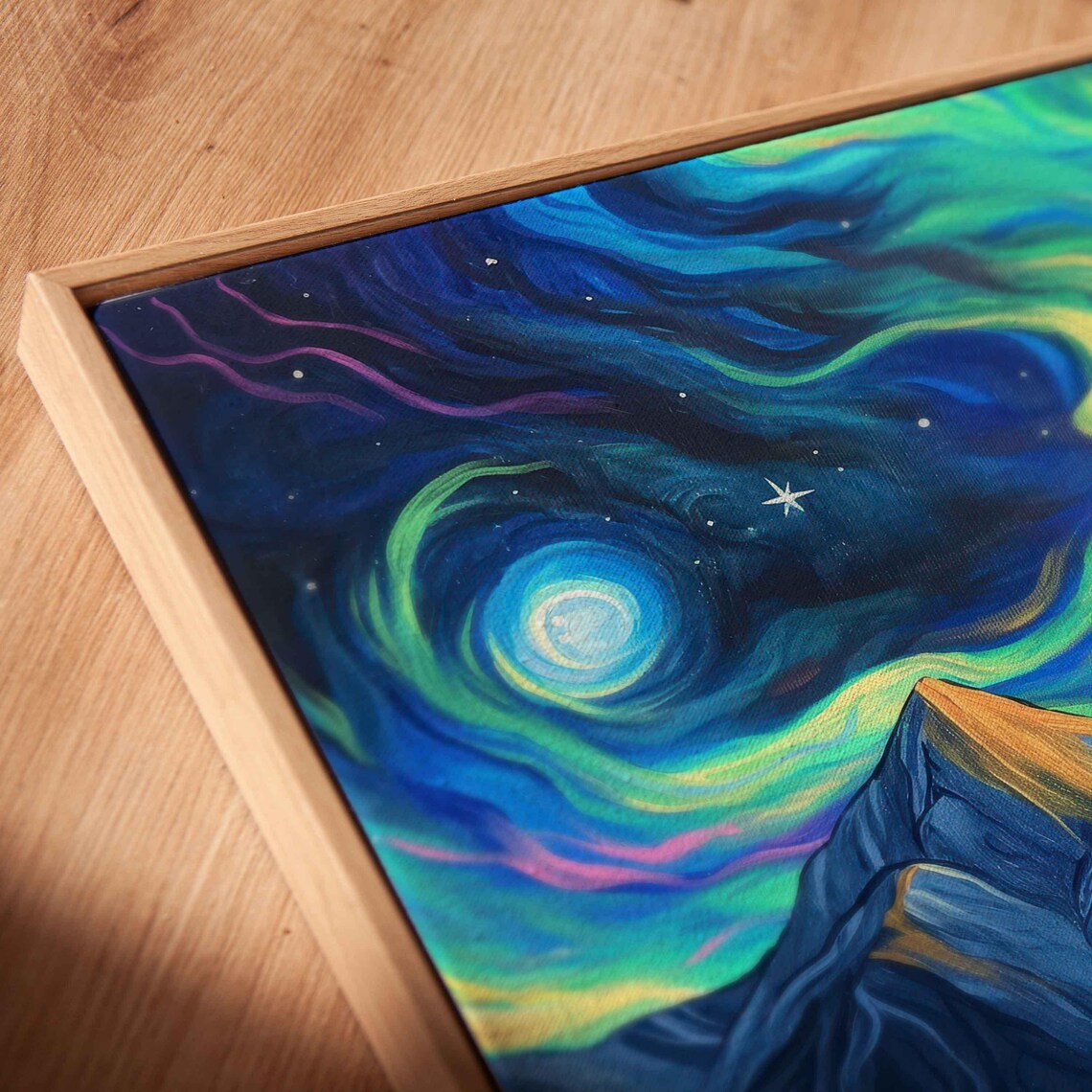 Rainbow Aurora Borealis Over Mountain Peaks Night Sky Starry Wall Art Poster - Image 2