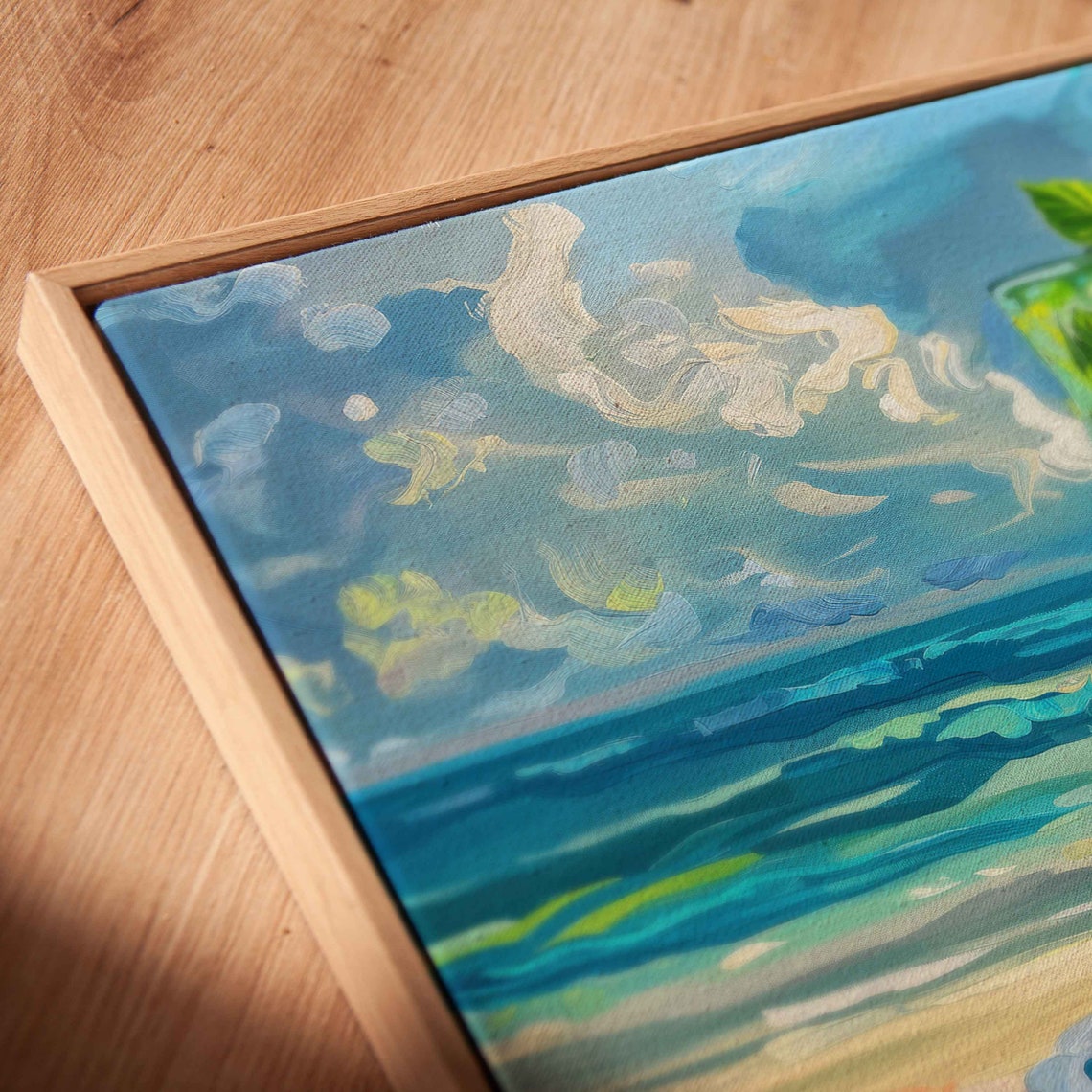 Tropical Majito Painting Ocean Waves Limes And Leaves Wall Art Print Ready To Hang - Image 2