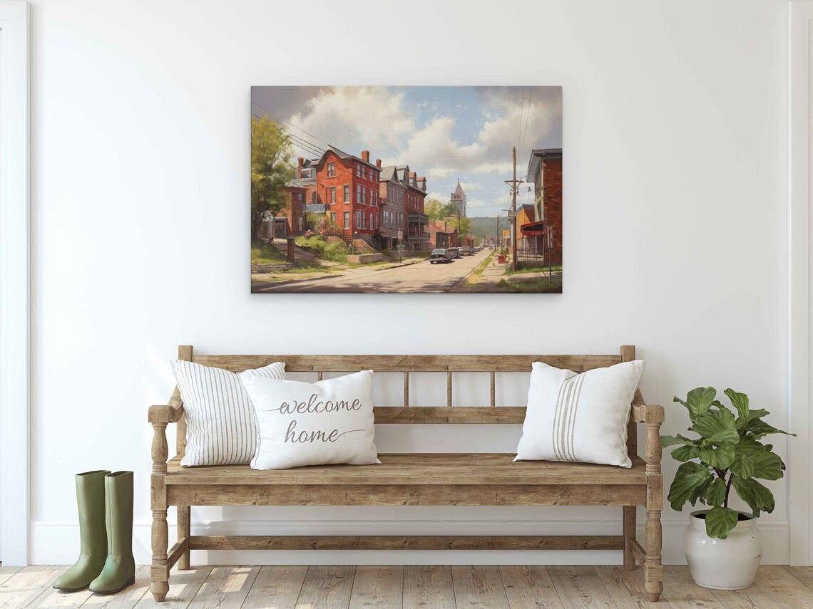 Strasburg Pennsylvania Brick Row Street Small Town Painting Poster - Image 2