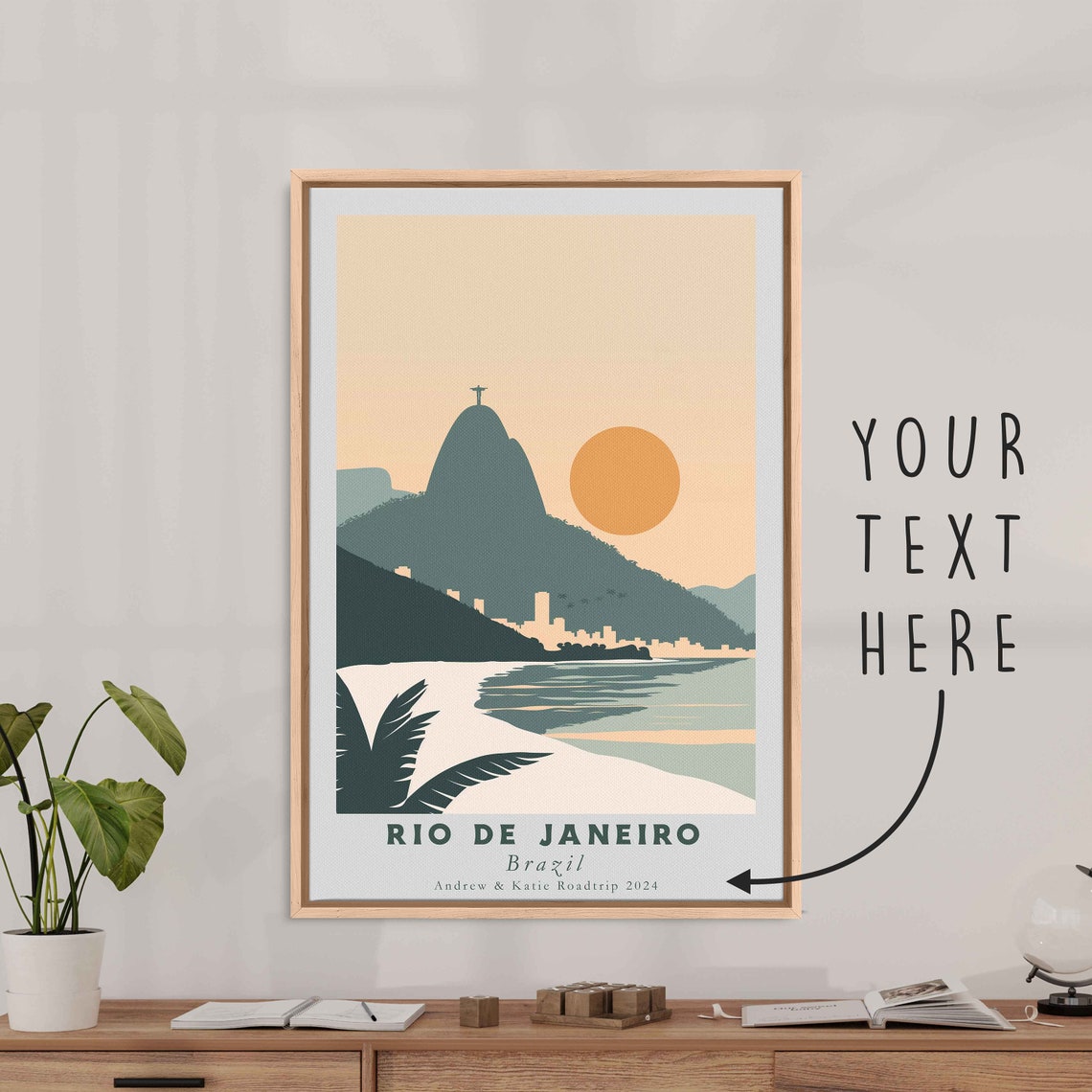 Rio De Janeiro Brazil Beach Sunset Mountain Coast Minimal Art Poster - Image 3