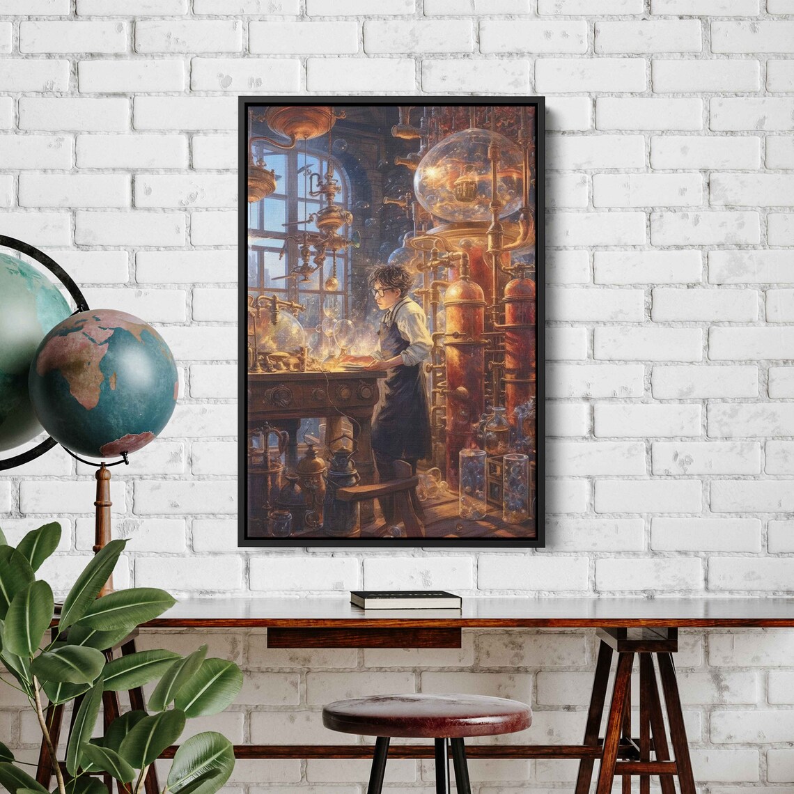 Steampunk Science Laboratory Art Print, Bedroom Decor