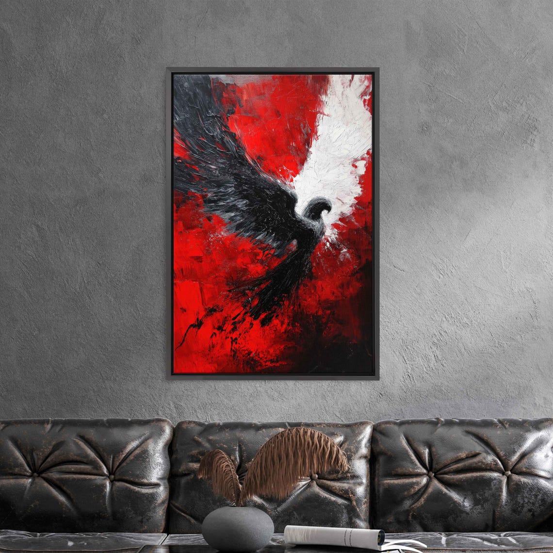 Majestic Angel In Mid Flight Wall Art Print Bold Acrylic Painting