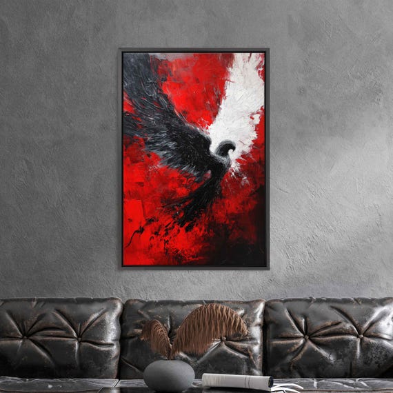 Majestic Angel In Mid Flight Wall Art Print Bold Acrylic Painting