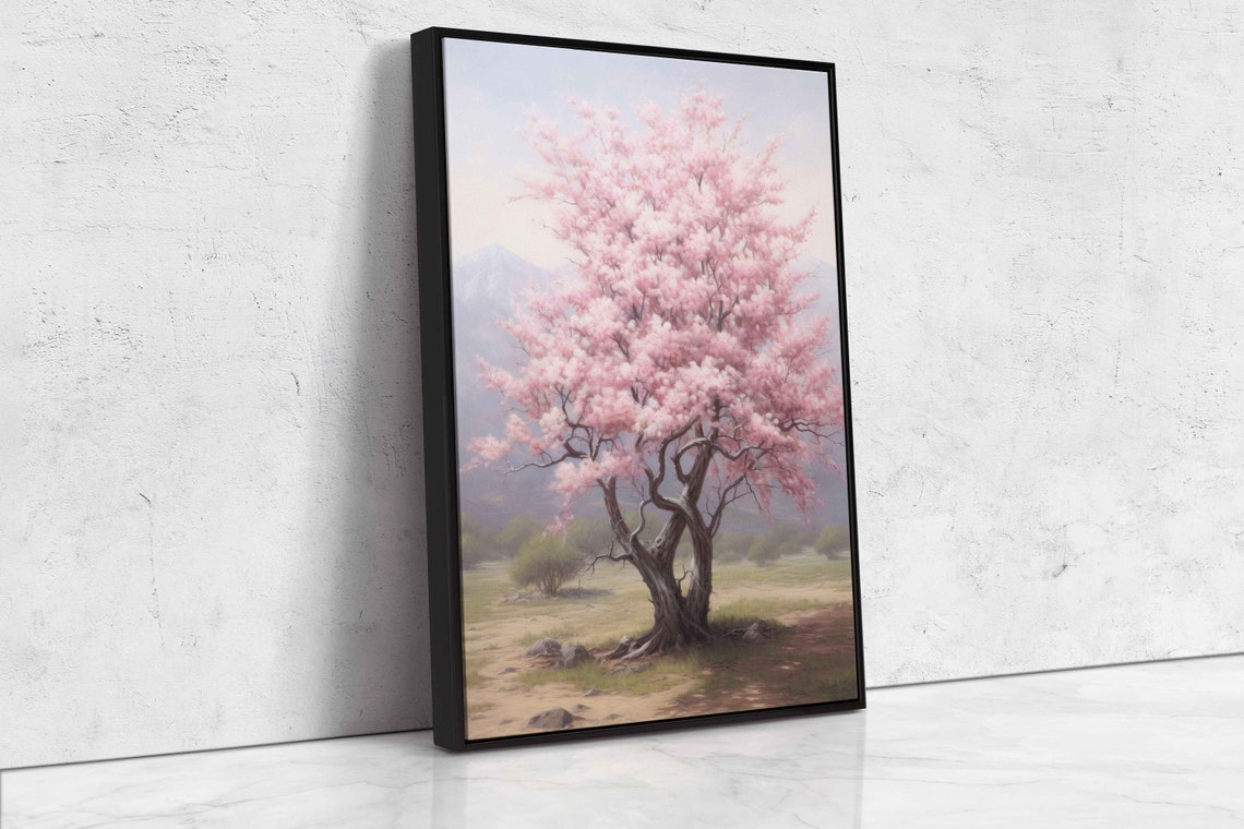 Pink Cherry Blossom Tree Spring Minimalist Floral Painting Wall Poster - Image 4