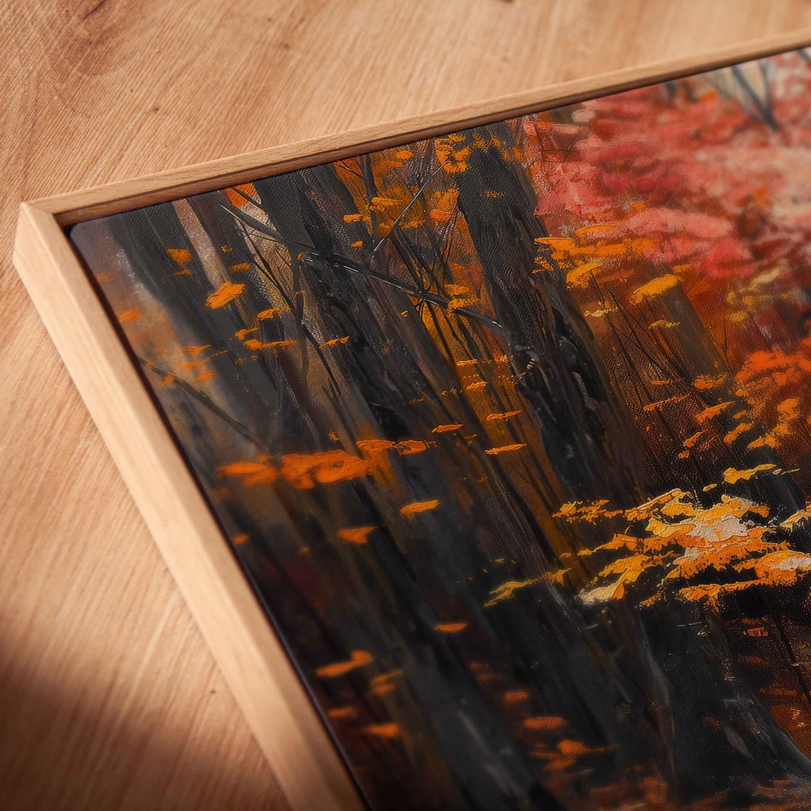 Autumn Forest Stream Fallen Leaves Reflective Creek Fiery Woods Poster - Image 2