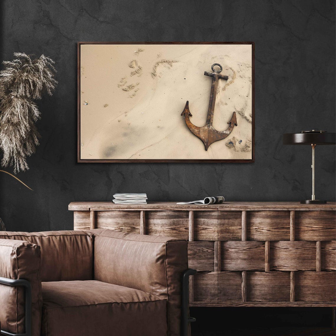 Rusty Anchor Resting On Golden Beach Sand Nautical Photo Poster - Image 3