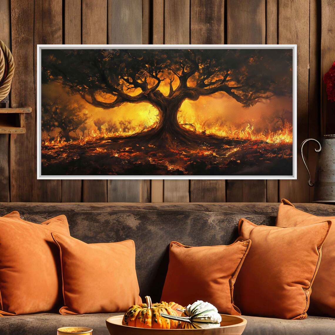 Wildfire Paining World Tree On Fire Framed Print Ready To Hang - Image 3