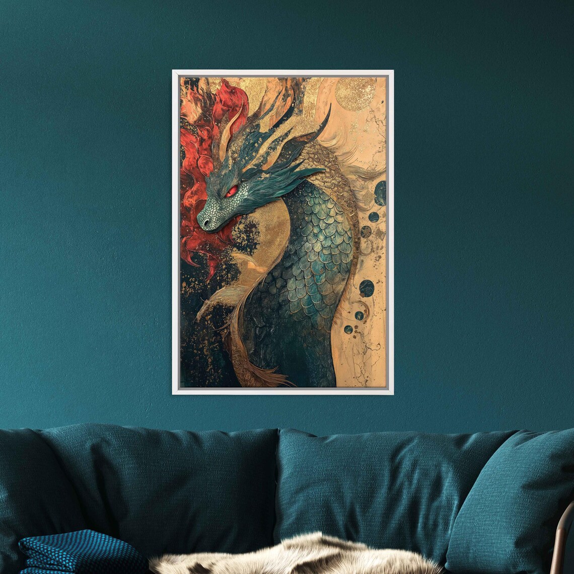 Emerald Dragon Magic, Whimsical Design Art Print