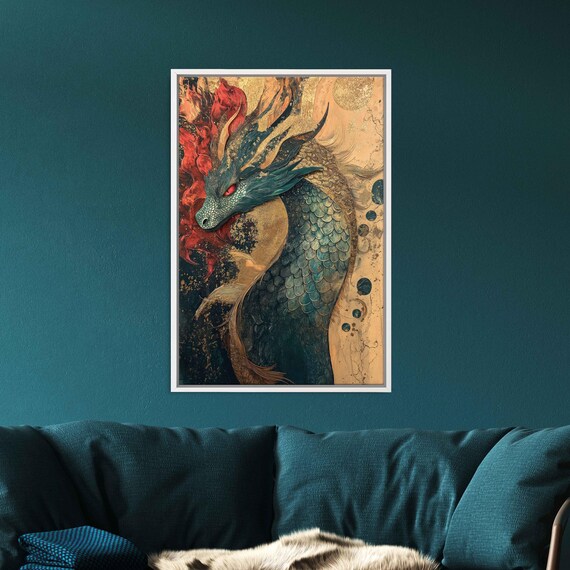 Emerald Dragon Magic, Whimsical Design Art Print
