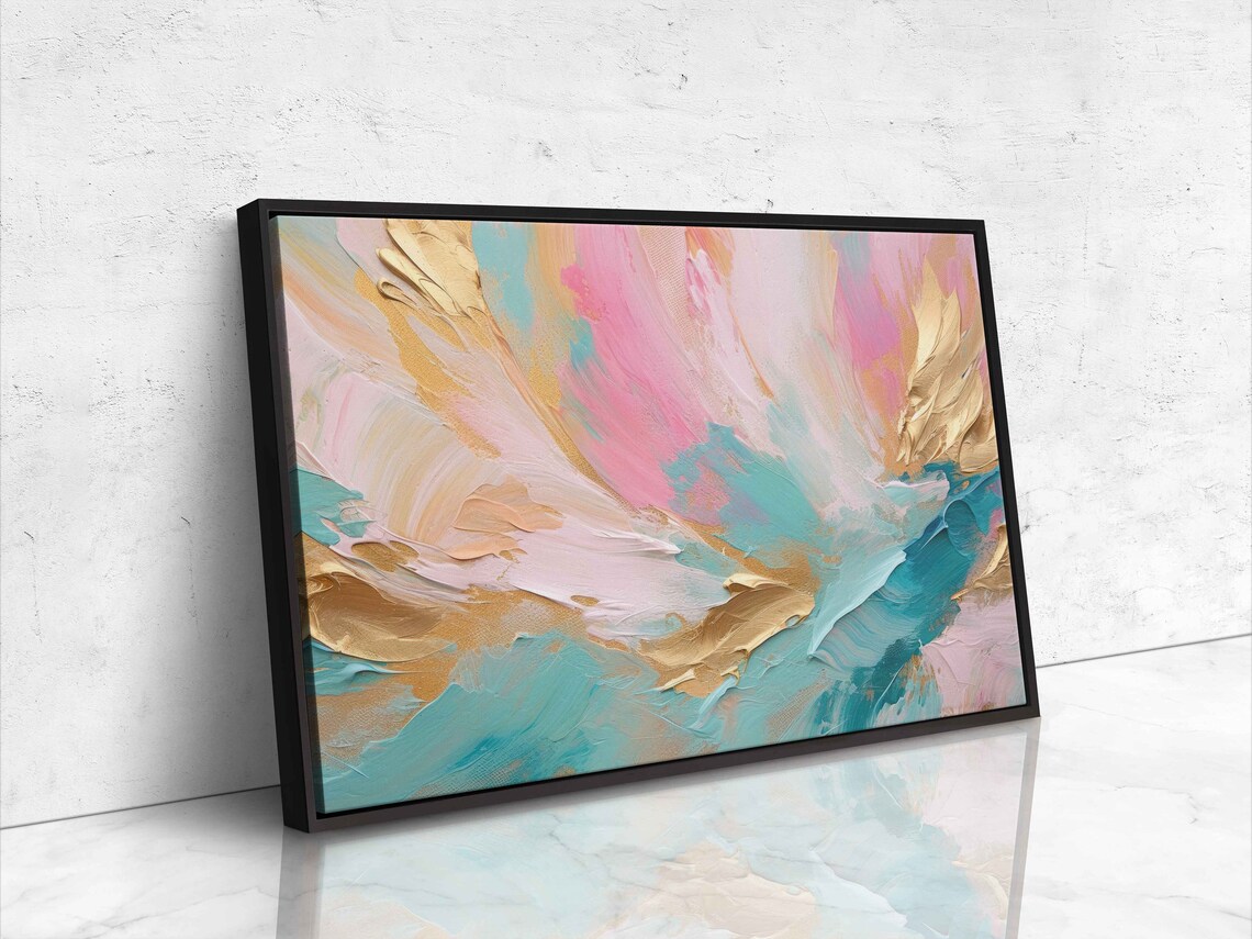 Textured Abstract Painting, Bright Pastel Colors - Image 4