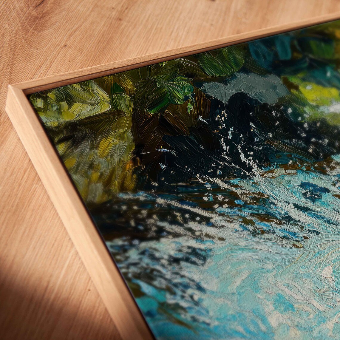 Grizzly Bear Fishing Dynamic River Splash Expressive Oil Painting Poster - Image 2