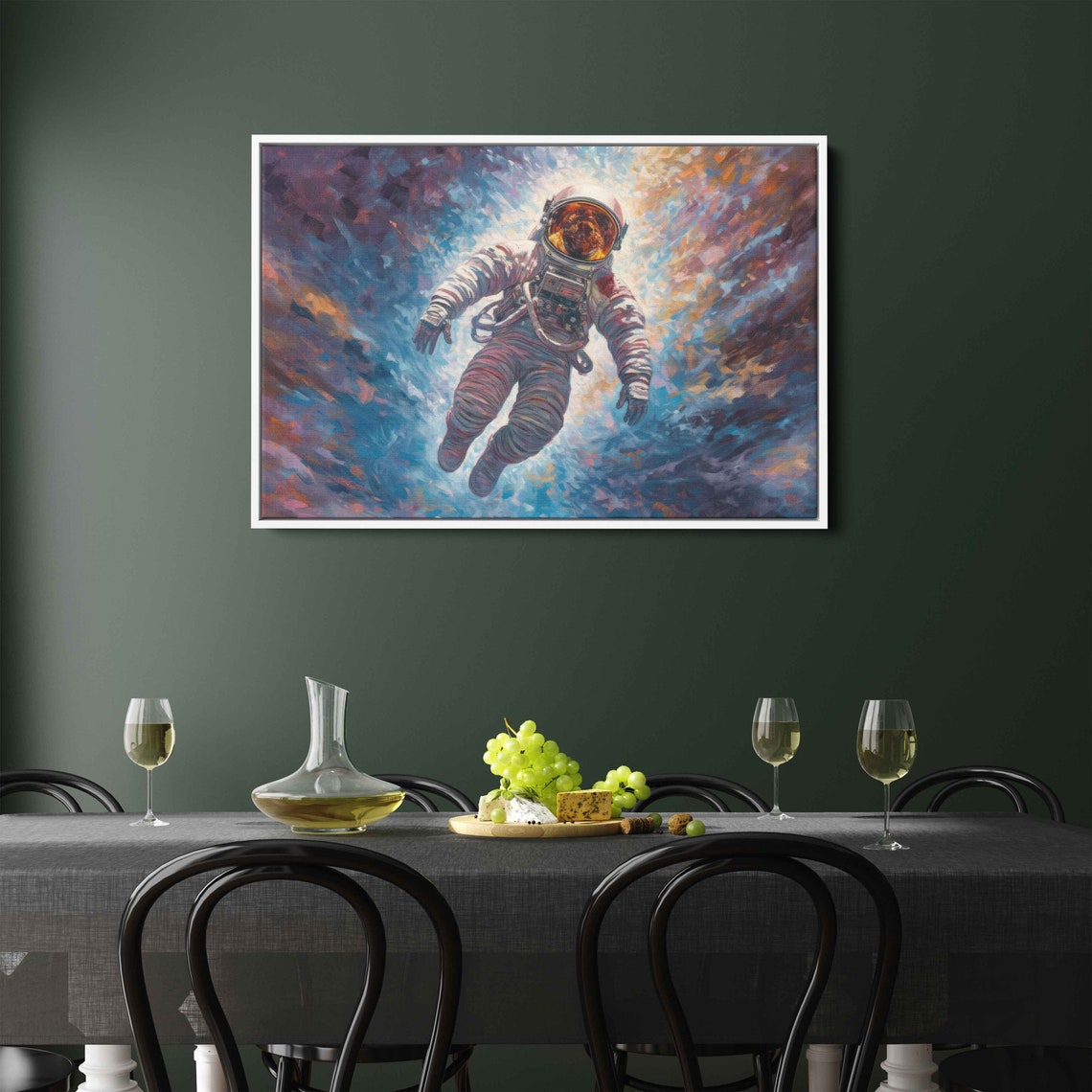 Astronaut Floating in Space Colorful Swirling Nebula Painting Wall Art - Image 2