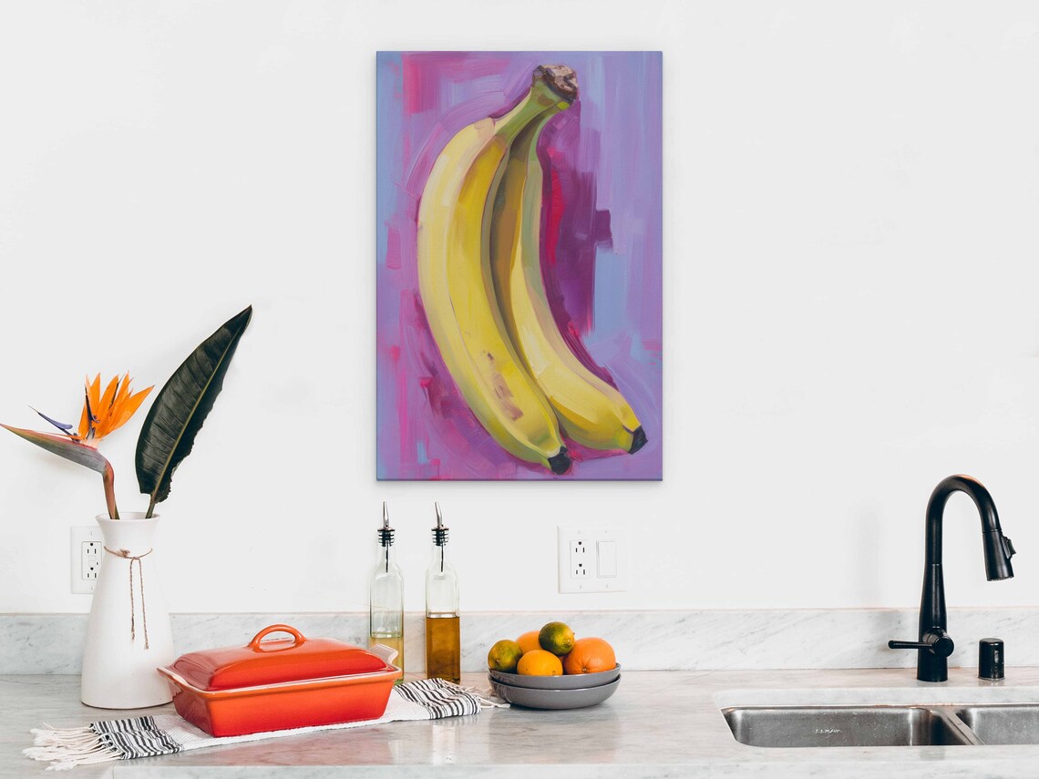 Bananas Oil Painting, Kitchen Decor - Image 2