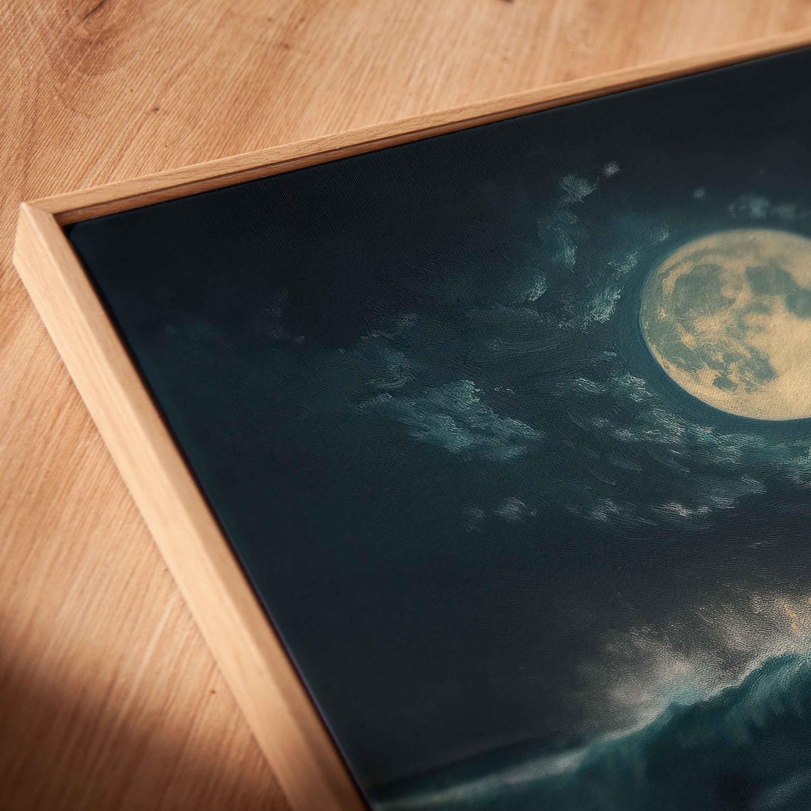 Serene Surf Scene Under Full Moon Acrylic Wall Art Print Gift For Surfer Ocean Art Ready To Hang - Image 2