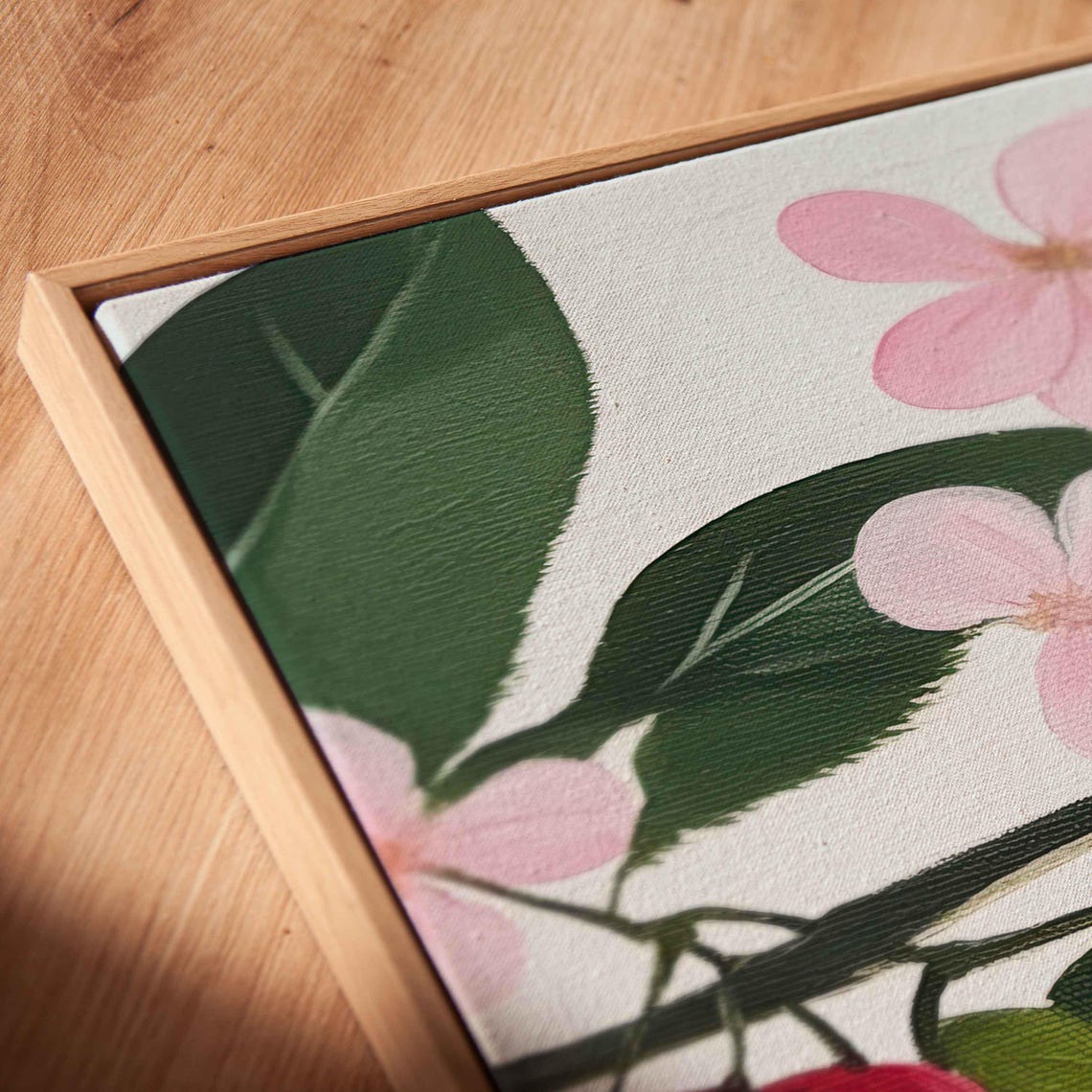 Red Cherries Pink Blossoms Branch Wide Panoramic Botanical Art Poster - Image 2