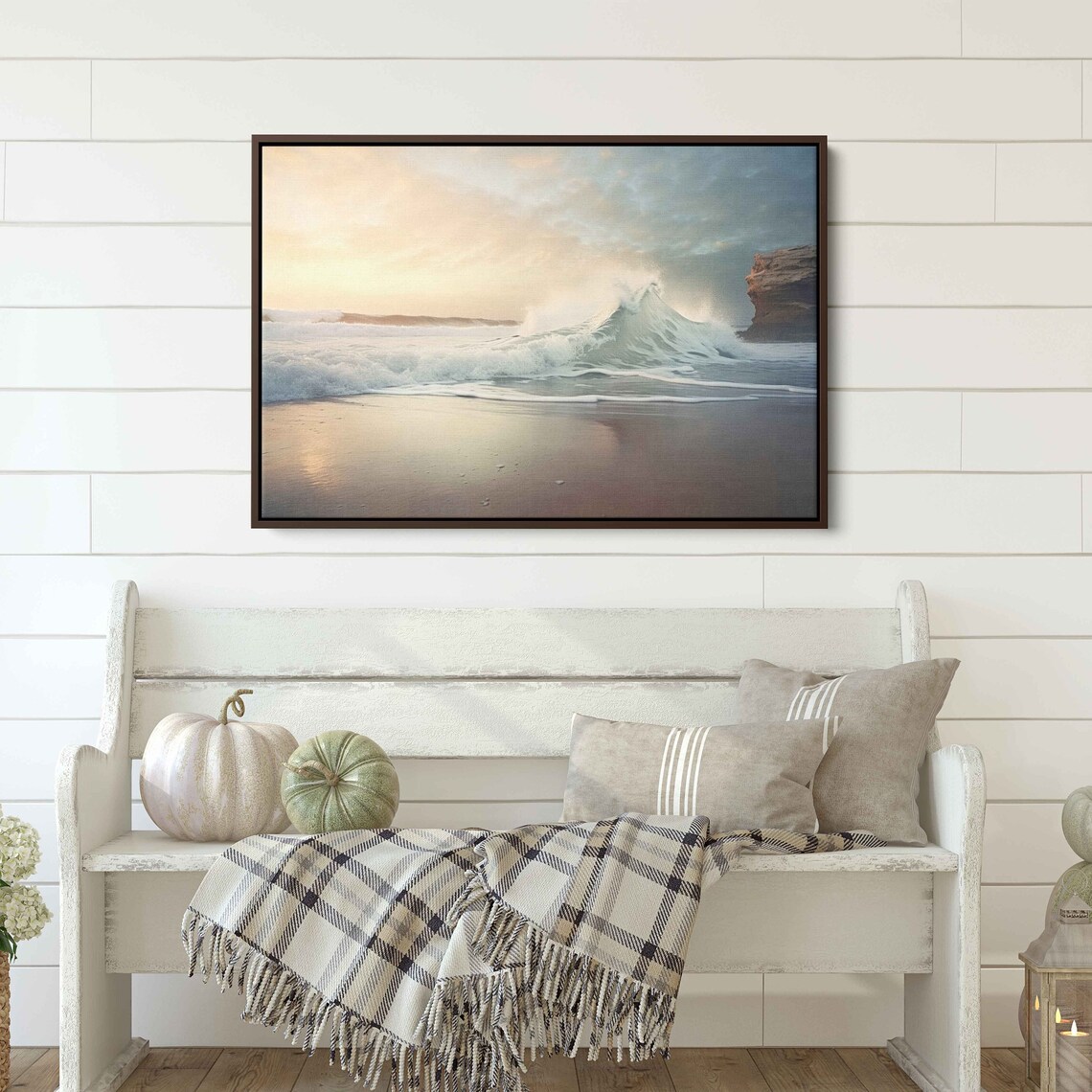 Crashing Ocean Wave Over Wet Sand At Dawn Minimalist Photo Print - Image 3